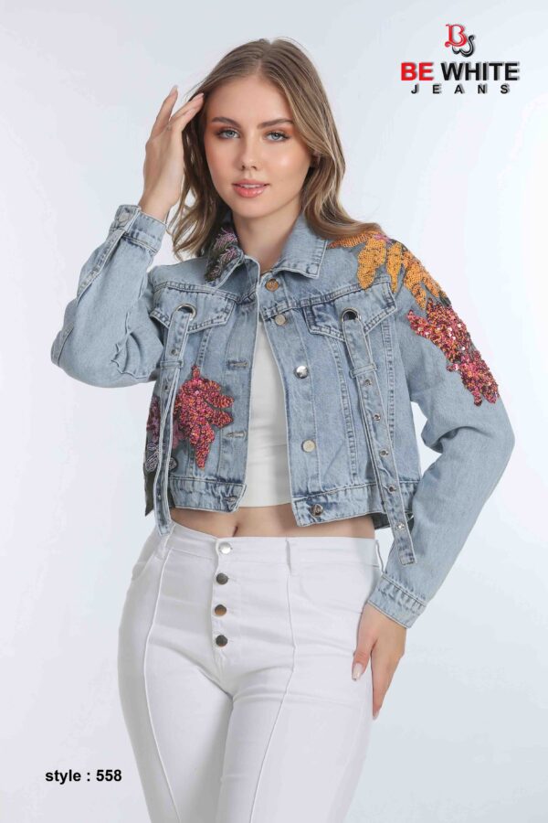 Be White Women’s Handmade Short jeans Jacket - Image 4