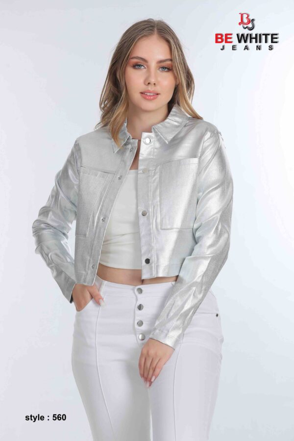 Be White Women's New Biker Collar Plain Leather Look Coat - Image 2